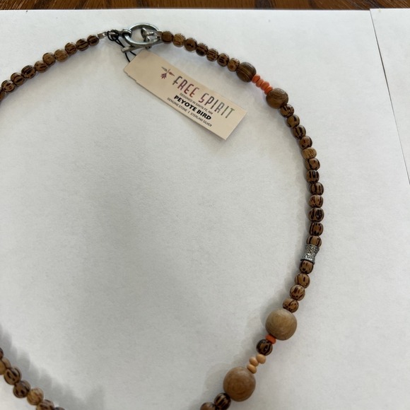 Peyote Bird Necklace Free Spirit Oyster Pearl Tear Drop Wood Like Beads Sundance - Picture 4 of 6